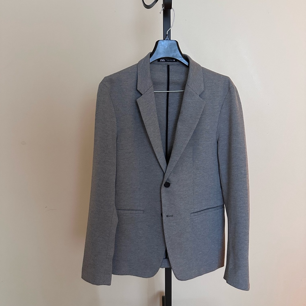 Zara Gray Slim-Fit Sport Coat with Notched Lapels